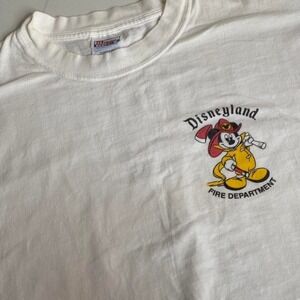 Vintage Disneyland Fire Department Mickey Mouse T-Shirt XXL  90s White USA